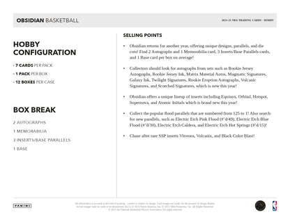 2024-25 Obsidian Basketball Hobby Box Break