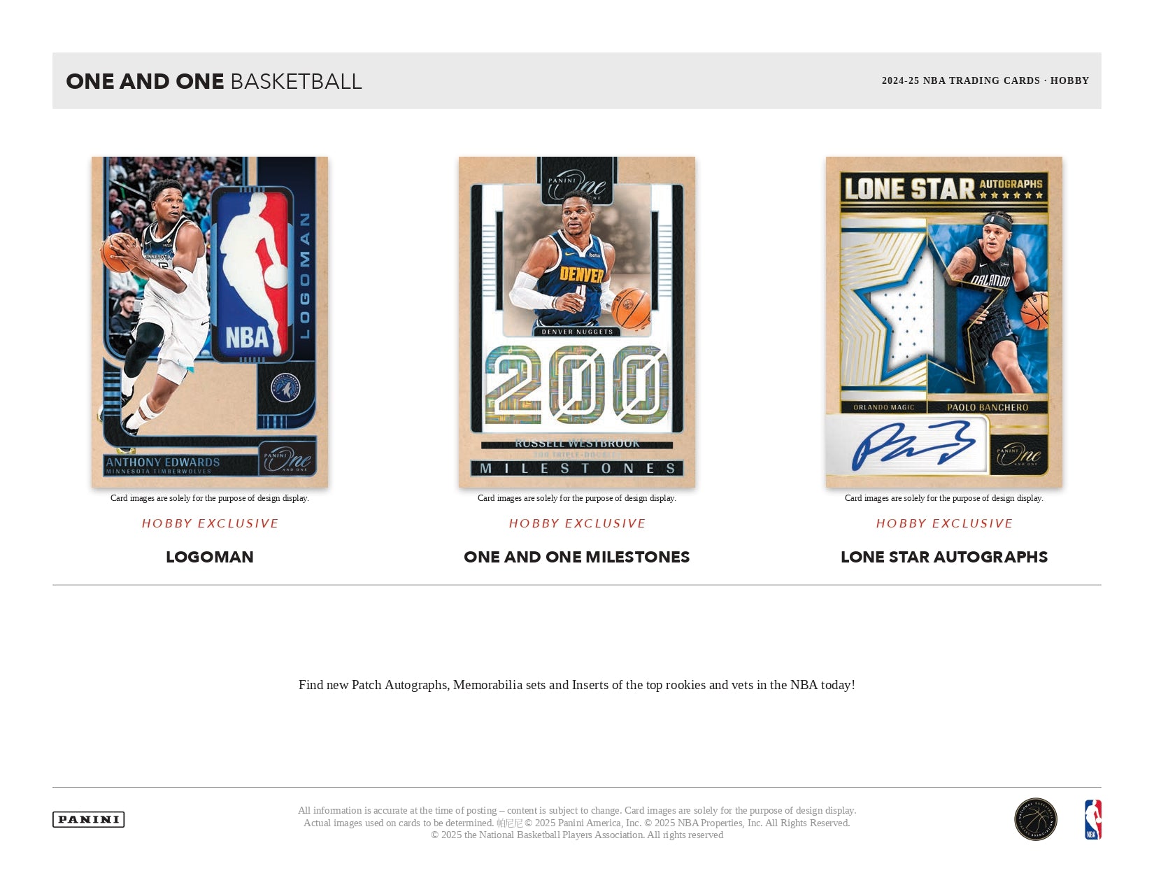 2024-25 One And One Basketball Hobby Box Patch Card