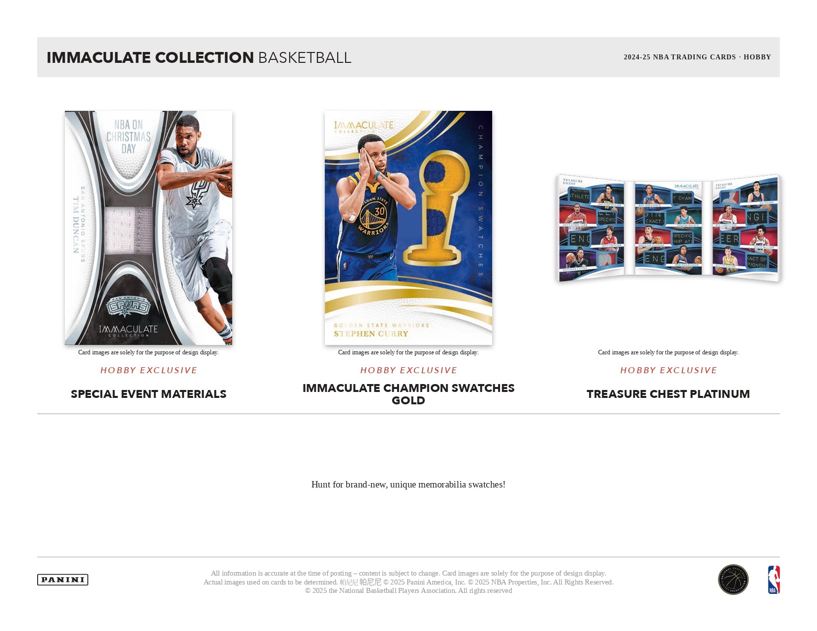 2024/25 Immaculate Basketball Hobby Swatches Card