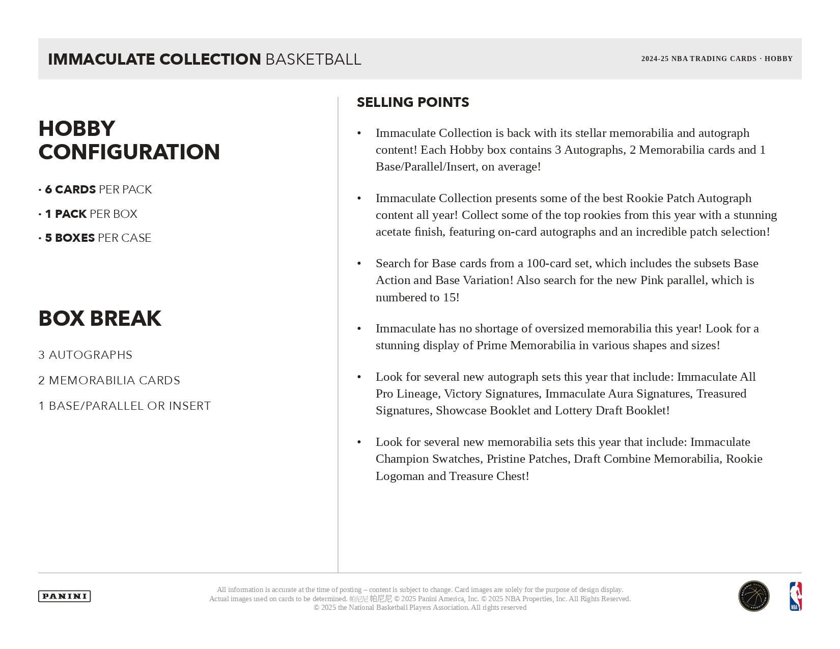 2024/25 Immaculate Basketball Hobby Box Break