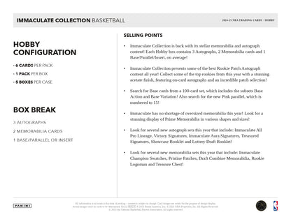 2024/25 Immaculate Basketball Hobby Box Break