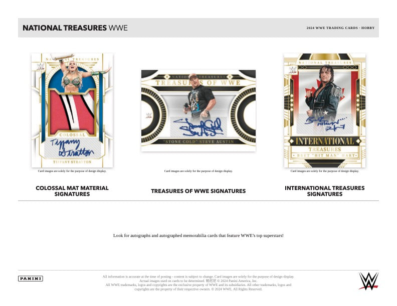 2024 Panini National Treasures WWE Hobby Box (10 kartu per box) - 8 autograph/memorabilia per box