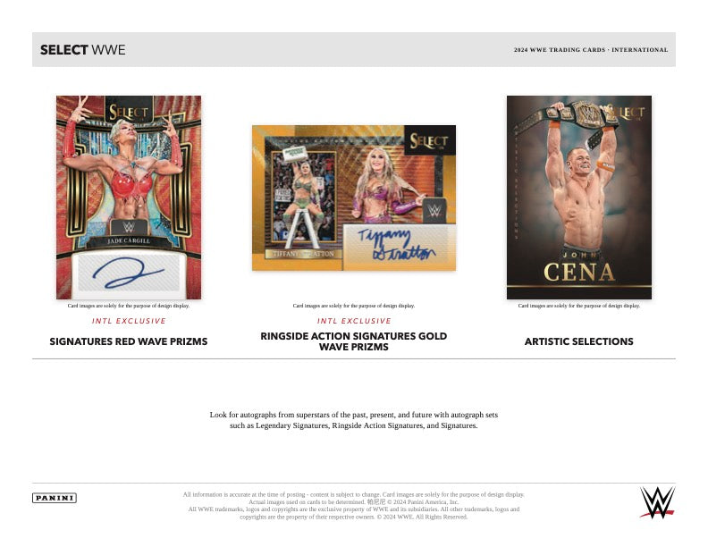 2024 Panini Select WWE Hobby International Box (12 pack per box, 5 kartu per pack) - 12 insert / parallel per box