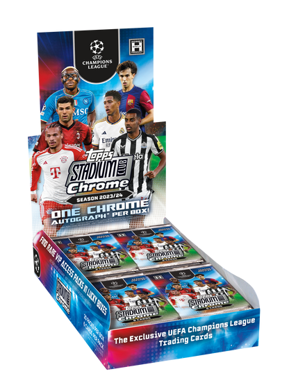 2023/24 Topps Stadium Club Chrome UEFA Club Competitions Hobby Box (20 pack / box, 6 kartu / pack) - 1 autograph card per box