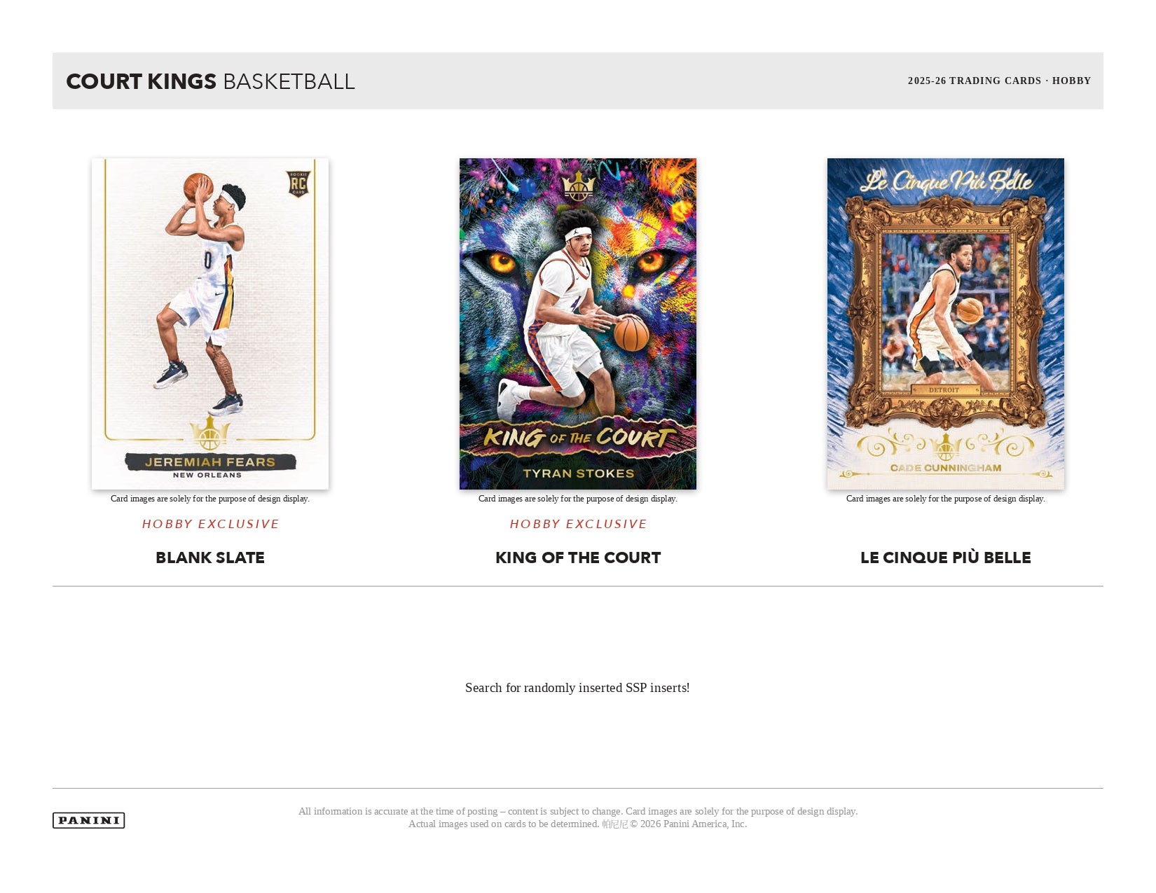 2025/26 Panini Court Kings Basketball Hobby Box Chase Cards