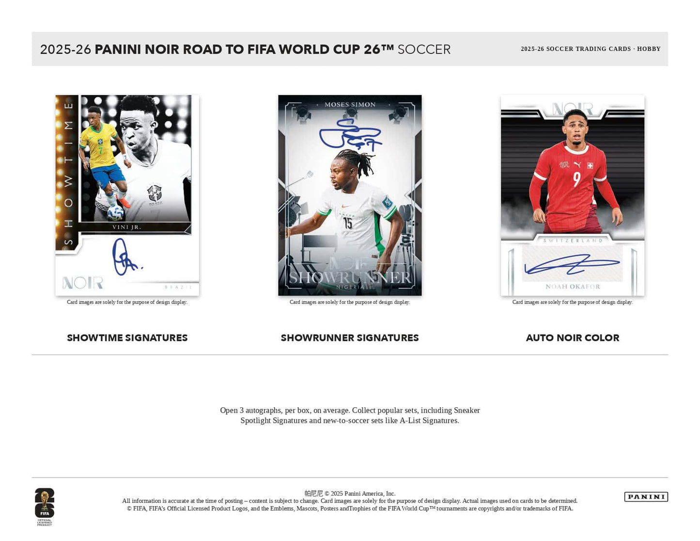 2025/26 Panini Noir Road to FIFA World Cup Hobby Box Signatures Card