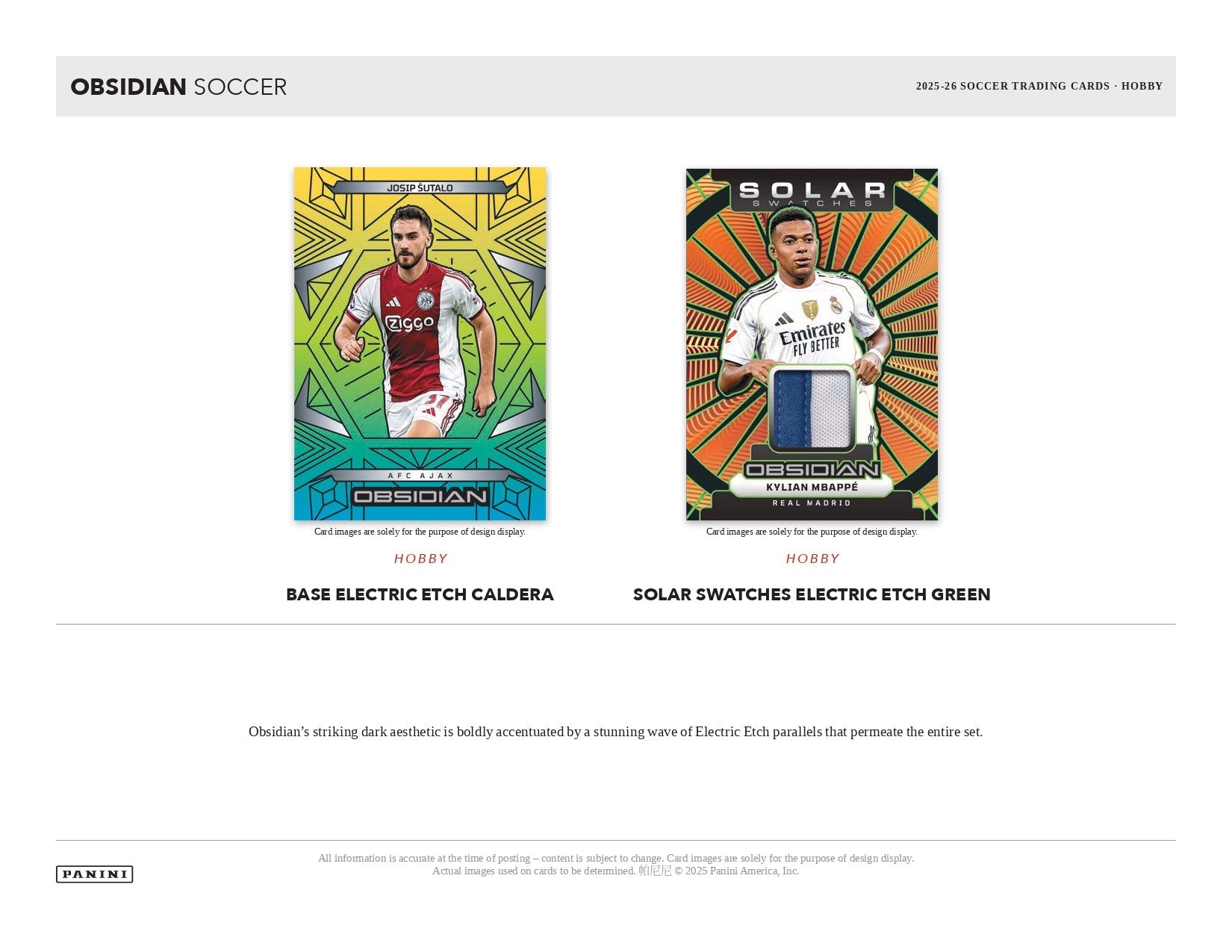 2025/26 Panini Obsidian Soccer Hobby Box 4 Autographs or