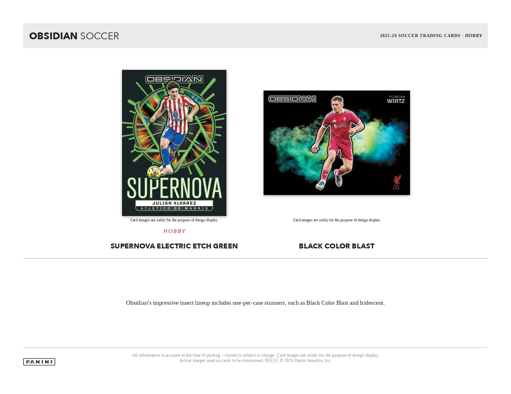 2025/26 Panini Obsidian Soccer Hobby Box Chase Cards