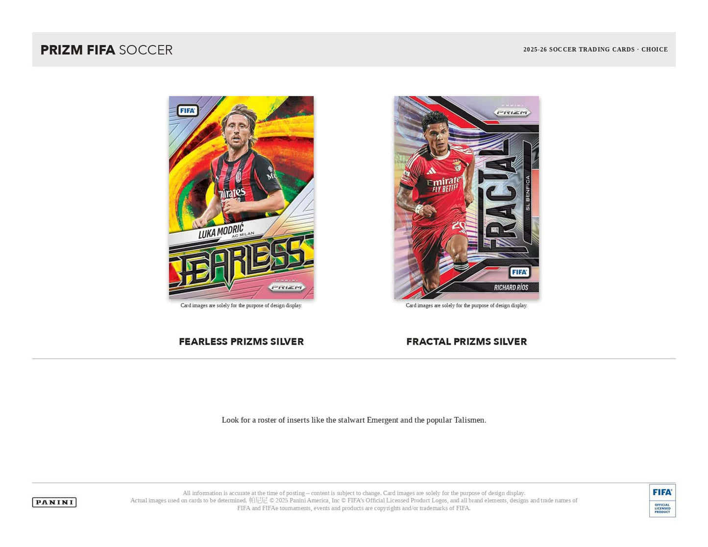 2025/26 Panini Prizm FIFA Choice Box Inserts Cards