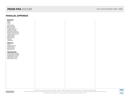 2025/26 Prizm FIFA Soccer Hobby Box Parallel Appendix