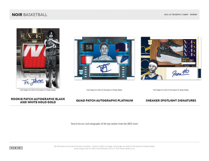 2025/26 Panini Noir Basketball Autohgraphs Cards