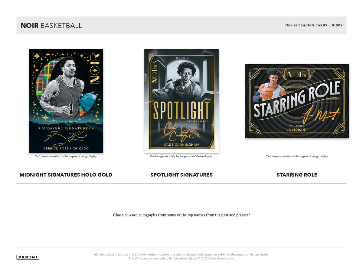 2025/26 Panini Noir Basketball Chase Cards
