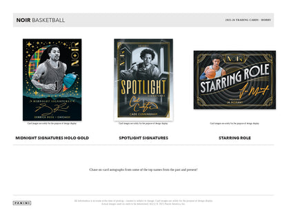 2025/26 Panini Noir Basketball Chase Cards
