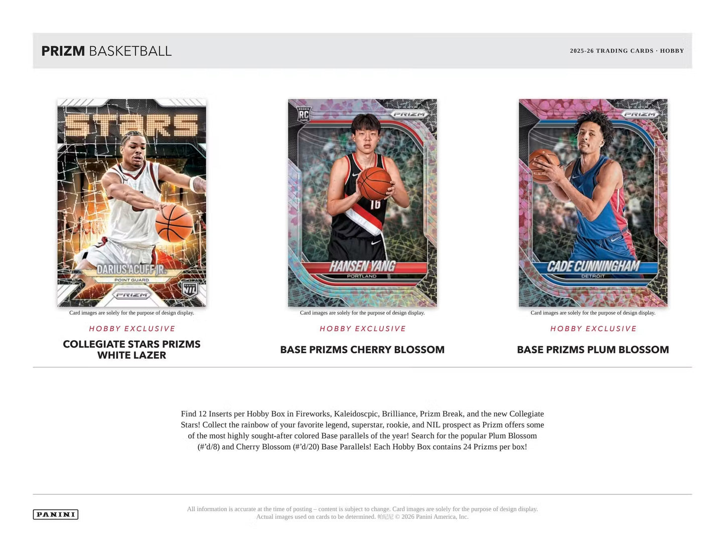 2025/26 Panini Prizm Basketball Prizms Cards