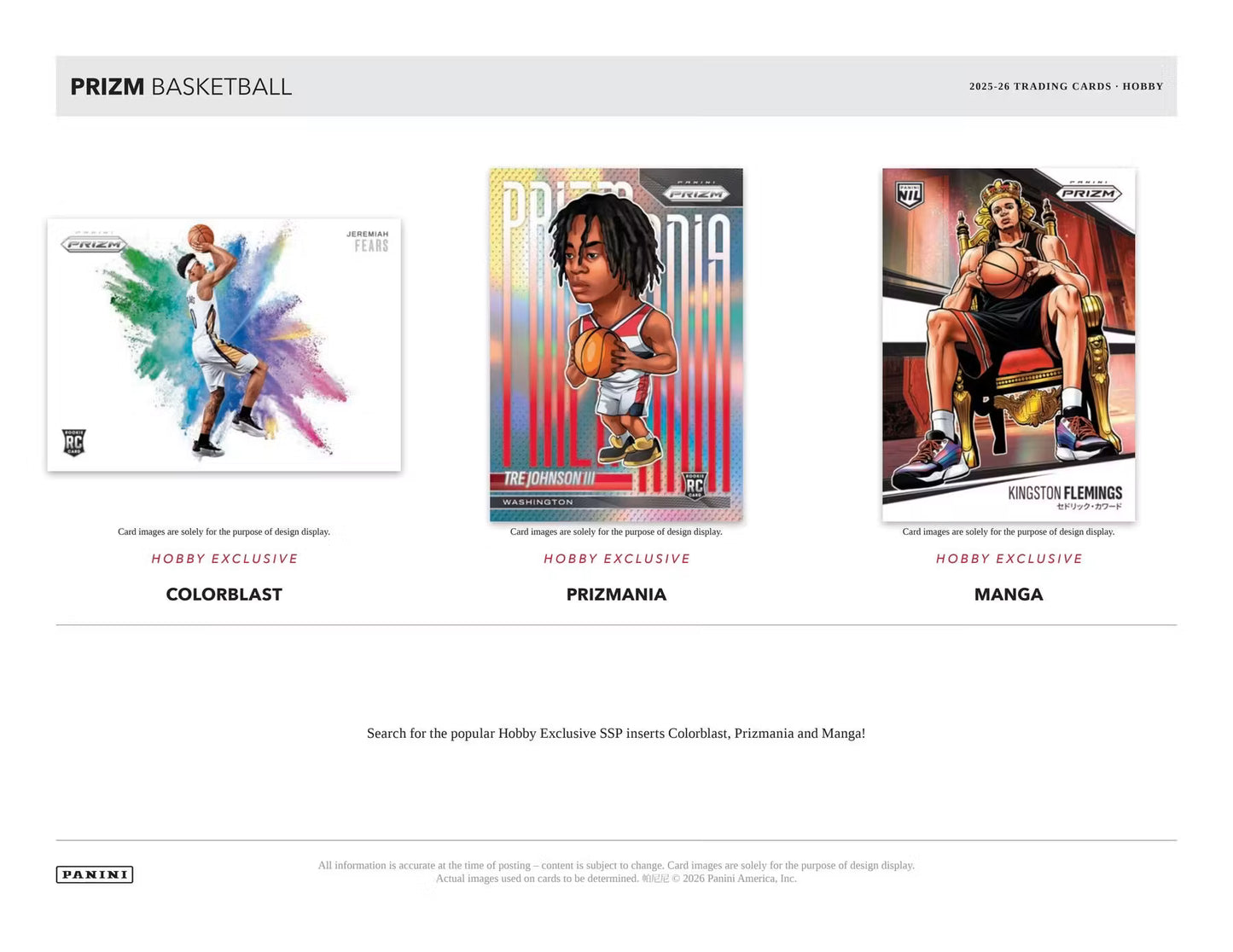 2025/26 Panini Prizm Basketball Hobby Box Case Hit Cards