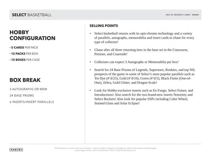 2025/26 Panini Select Basketball Selling Points