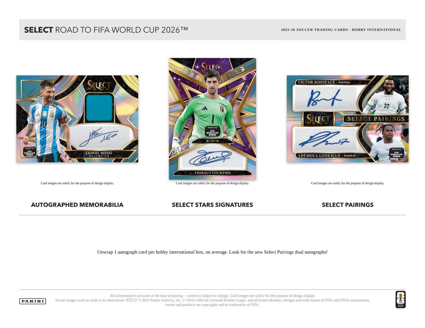 2025/26 Panini Select Road to FIFA World Cup Soccer Hobby International Box Autogrpahs Cards