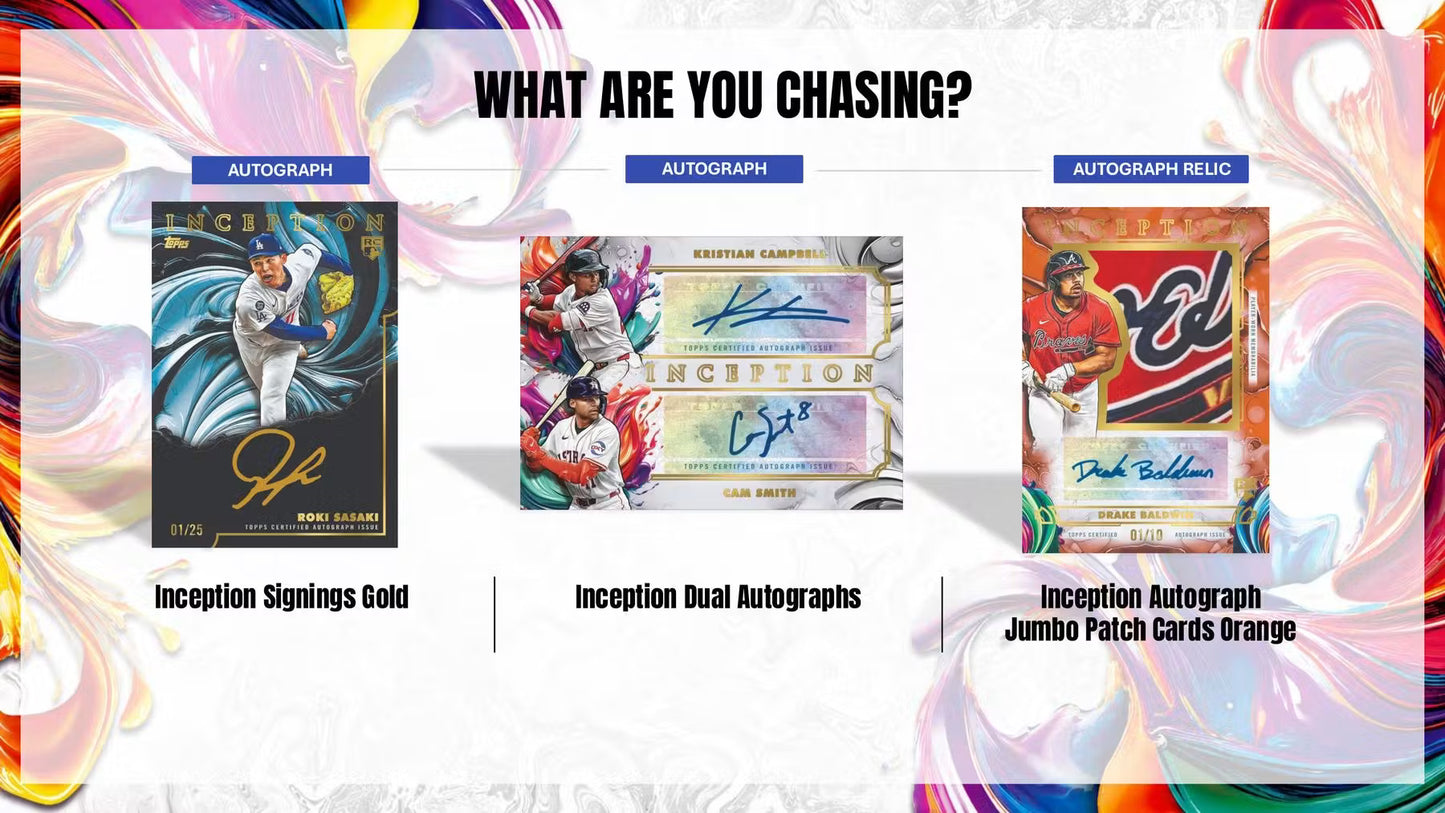 2025 Topps Inception Baseball Hobby Box Autograph Card