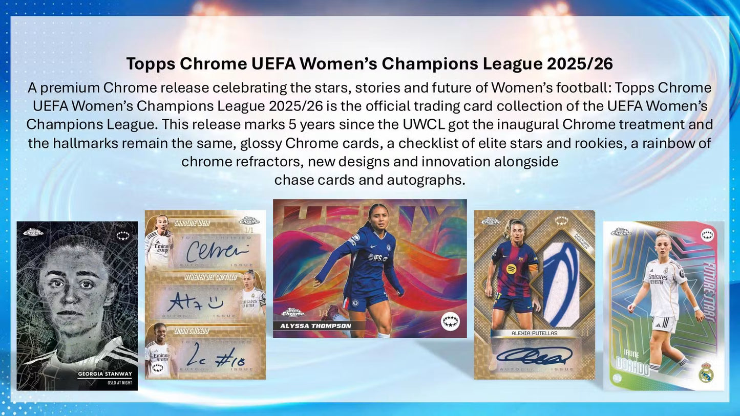 2026 Topps Chrome UEFA Women’s Champions League UWCL Hobby Box  Detail