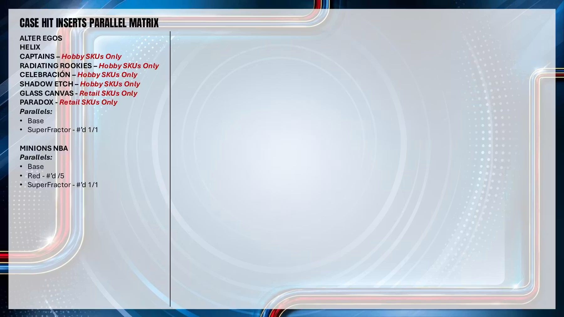 2025/26 Topps Chrome Update Series Basketball Case Hit Inserts Parallel Matrix