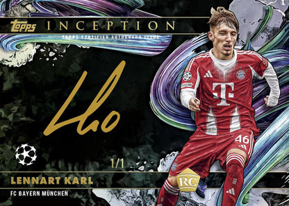 2026 Topps Inception UCC Soccer Hobby Box Lennart Karl Fc Bayern Munchen Autograph RC Card one of one