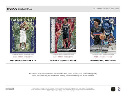 2023/24 Panini Mosaic Fast Break Basketball Box (12 pack per box, 12 kartu per pack) - 1 autograph per box