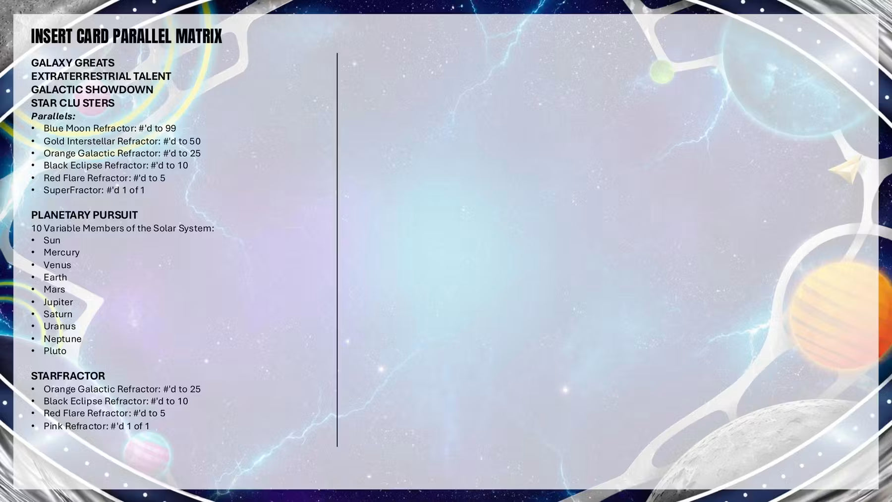 2026 Topps Cosmic Chrome WWE Hobby Box Insert Card List