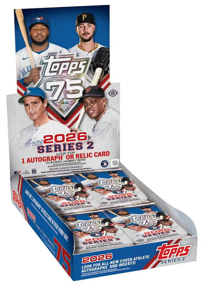 2026 Topps Series 2 Baseball Hobby Box (12 Cards Per Pack, 20 Packs Per Box) 1 Autograph Or Relic Card