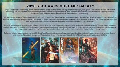 2026 Topps Star Wars Chrome Galaxy Hobby Box (4 Cards Per Pack, 18 Packs Per Box) 4 Chrome Parallels Per Box