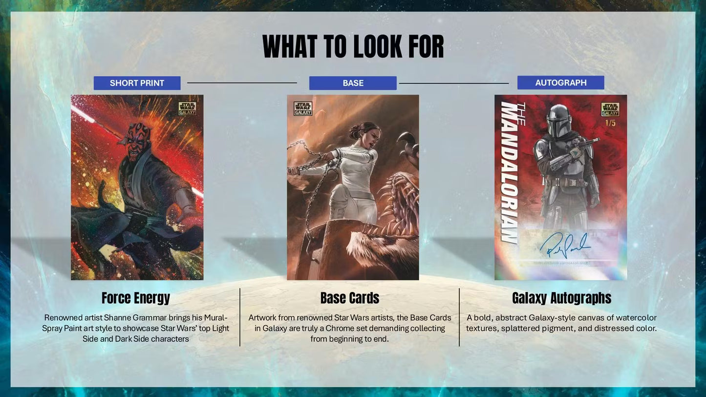 2026 Topps Star Wars Chrome Galaxy Hobby Box (4 Cards Per Pack, 18 Packs Per Box) 4 Chrome Parallels Per Box
