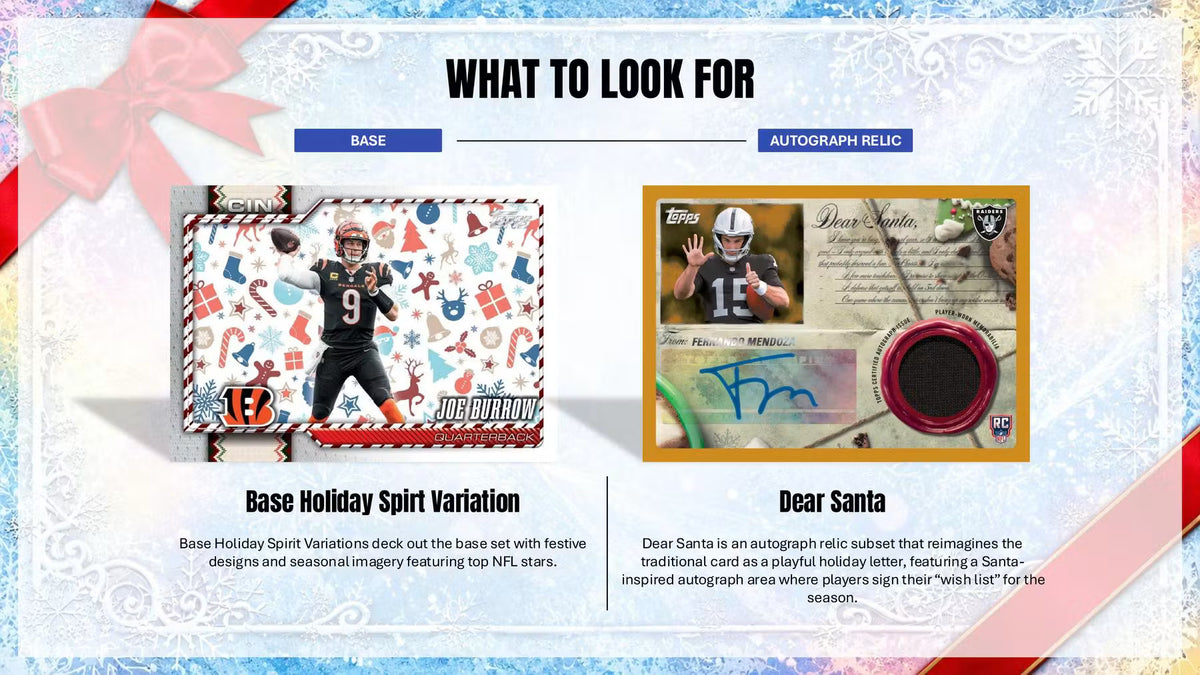 2026 Topps Holiday Football Atuograph Relic Dear Santa Card