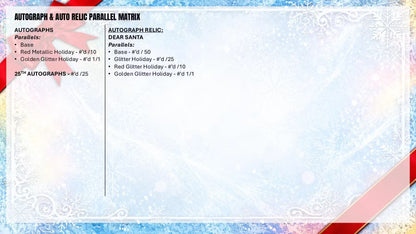 2026 Topps Holiday Football Autograph & Auto Relic Parallel Matrix