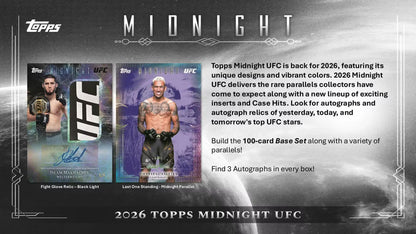 2026 Topps Midnight UFC Hobby Box (7 Cards Per Pack, 1 Pack Per Box) 3 Autographs Per Box