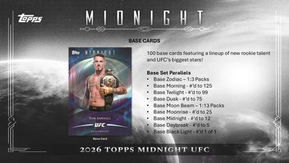 2026 Topps Midnight UFC Hobby Box (7 Cards Per Pack, 1 Pack Per Box) 3 Autographs Per Box