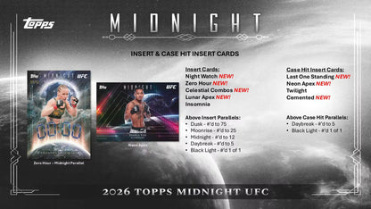 2026 Topps Midnight UFC Hobby Box (7 Cards Per Pack, 1 Pack Per Box) 3 Autographs Per Box