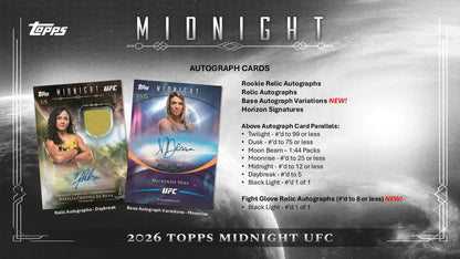 2026 Topps Midnight UFC Hobby Box (7 Cards Per Pack, 1 Pack Per Box) 3 Autographs Per Box