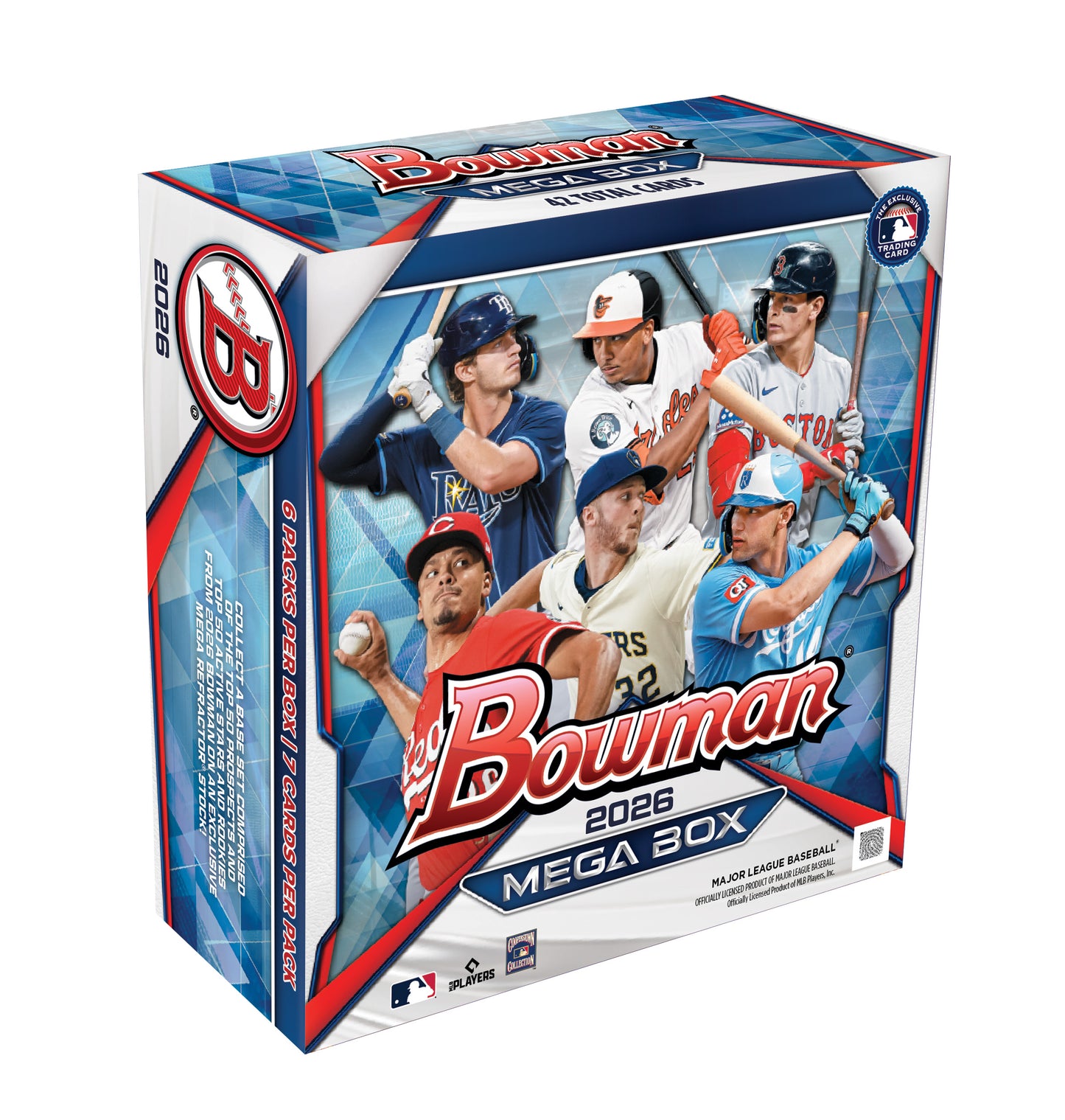 2026 Topps Bowman Baseball Mega Box (6 Packs Per Box, 7 Cards Per Pack) 2 Chrome Prospect Lazer Parallels Per Box