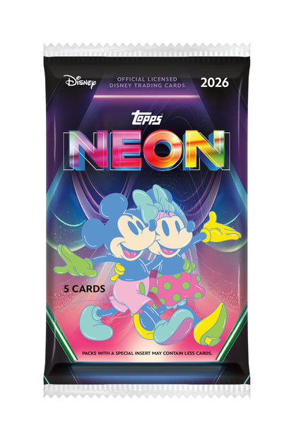 2026 Topps Disney Neon Value Pack (7 Packs Per Box, 5 Cards Per Pack)