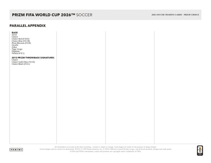 2026 Panini Prizm FIFA World Cup Choice Parallel Appendix 
