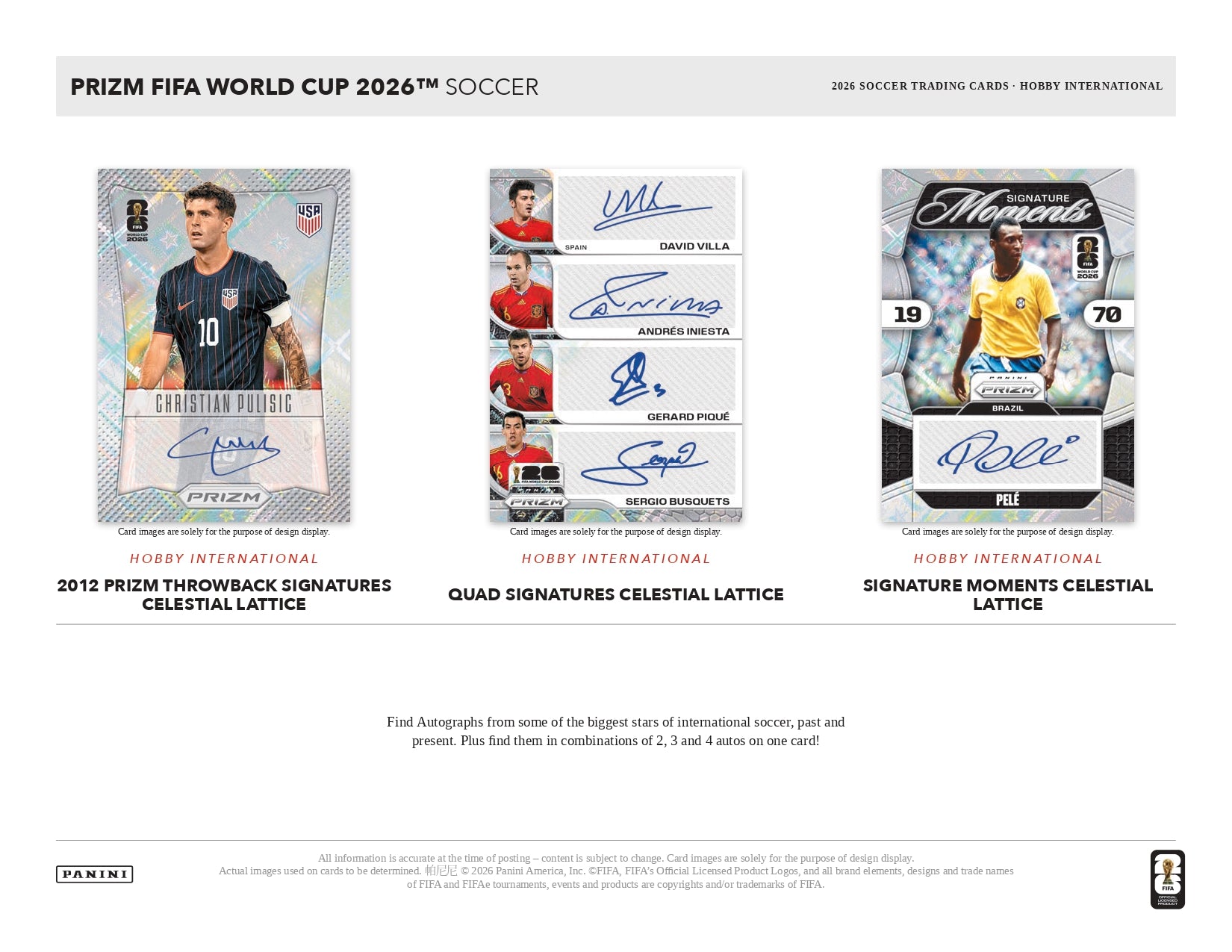 2026 Panini Prizm FIFA World Cup 2026 Hobby International Brazil Pele Autographs Cards