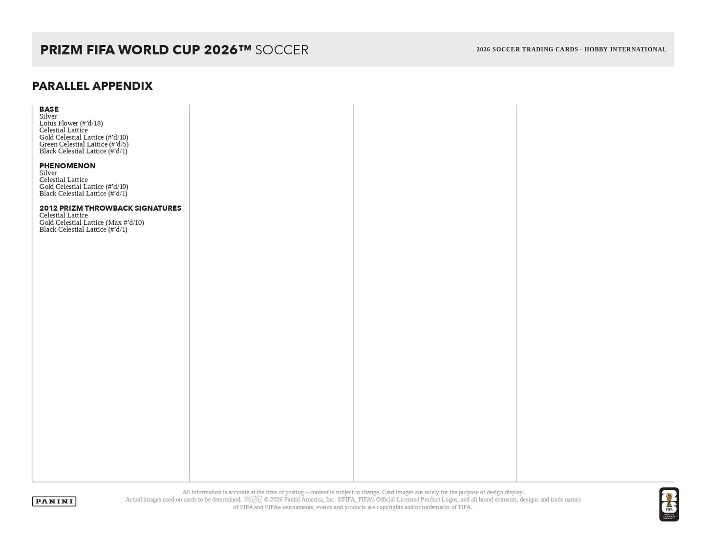 2026 Panini Prizm FIFA World Cup 2026 Hobby International Box (5 Cards per pack, 12 packs per box) 1 Autograph