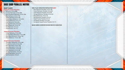 2026 Bowman Chrome Baseball Base Card Parallel Matrix