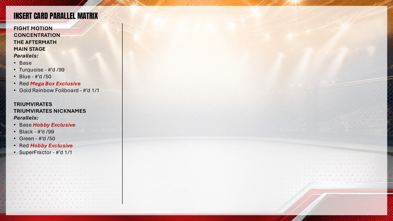 2026 Topps UFC Stadium Club Insert Card Parallel Matrix