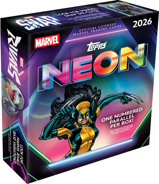 2026 Topps Neon Marvel Mega Box (5 Cards per pack, 10 Packs per box) 1 Numbered Parallels per box