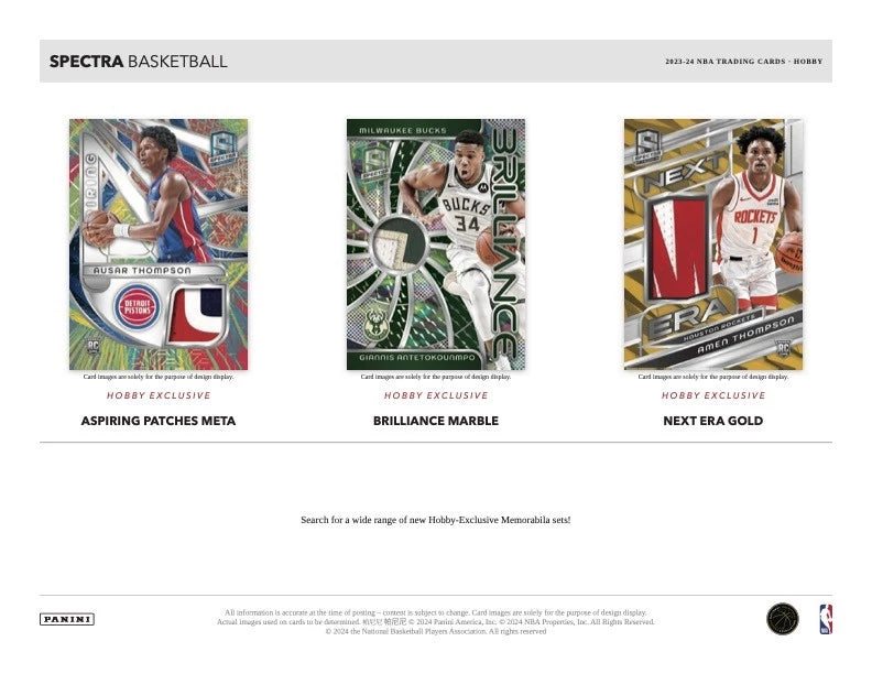 2023/24 Panini Spectra Basketball Hobby Box (4 pack per box, 5 kartu per pack) - 4 autograph per box