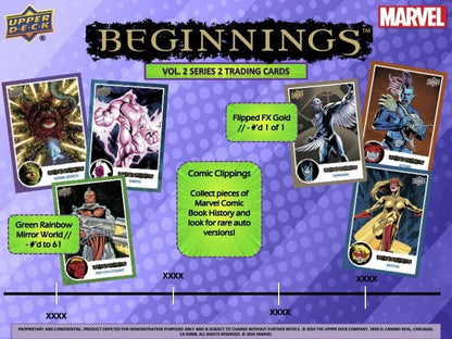 2024 Upper Deck Marvel Beginnings Volume 2 Series 2 Hobby Box (15 pack per box, 9 kartu per pack) - 14 insert/parallel per box