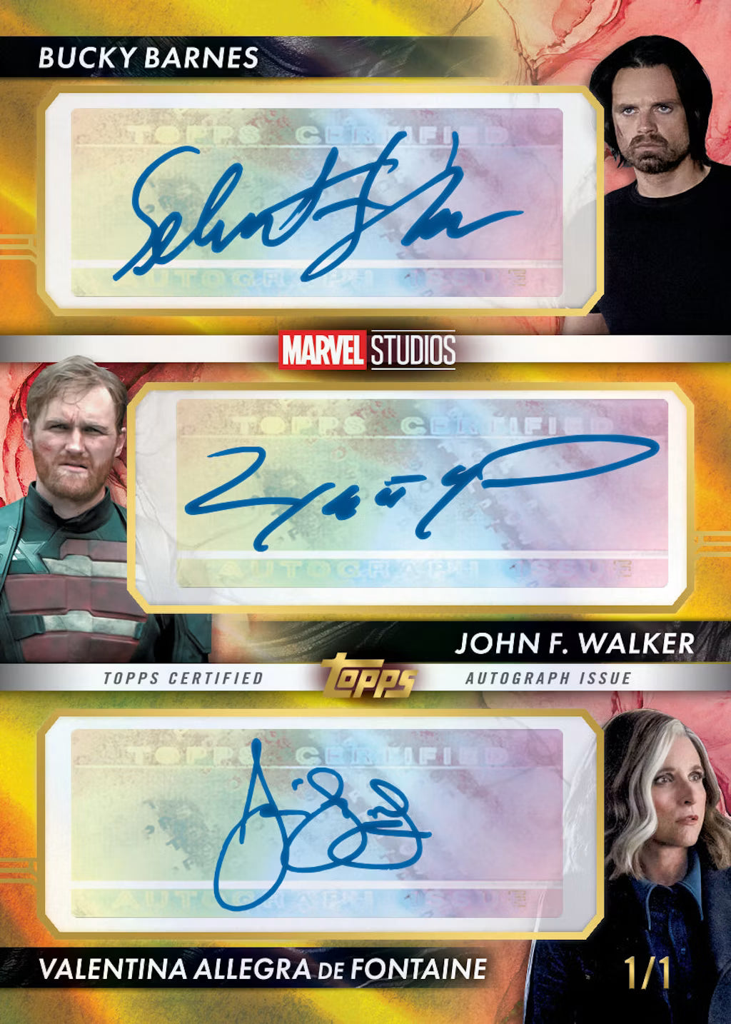 Bucky Barners & John F. Walker & Valentina Allerga De Foatine Triple Autograph