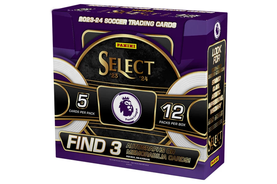 2023/24 Panini Select English Premier League EPL Hobby Box (5 kartu per pack, 12 pack per box) - 3 autograph / memorabilia cards per box