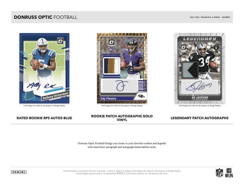 2023 Panini Donruss Optic Football Hobby Box (20 pack per box, 4 kartu per pack) - 1 autograph per box