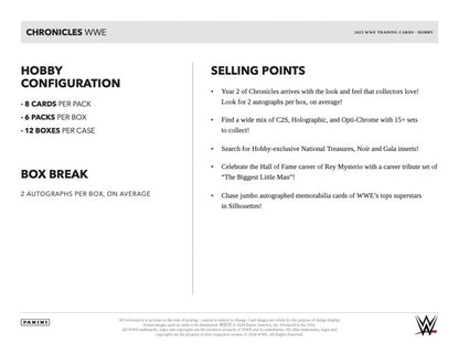 2023 Panini Chronicles WWE Hobby Box (6 pack per box, 8 kartu per pack) - 2 autograph per box